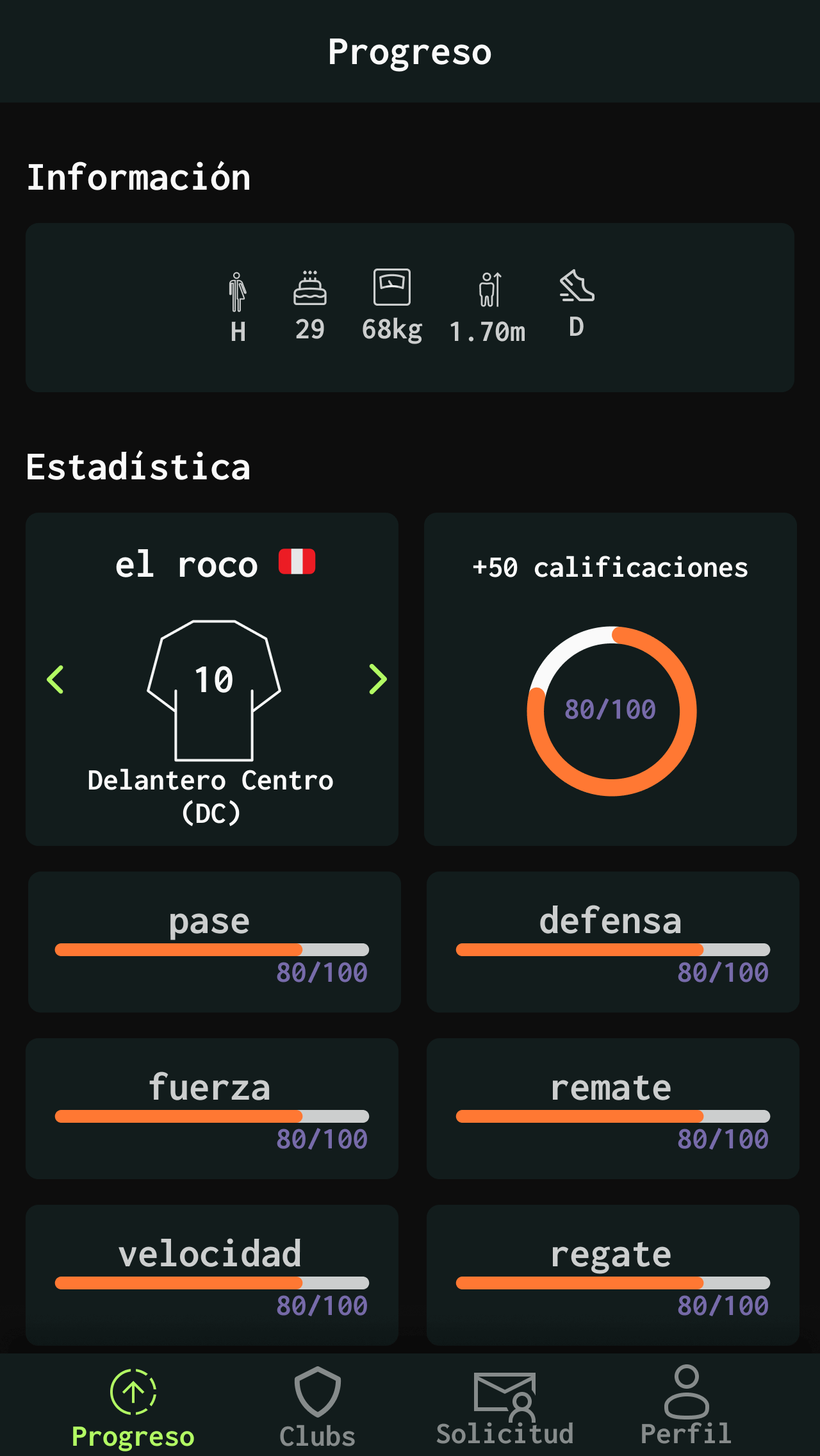Adrenalina App - Progreso del Jugador